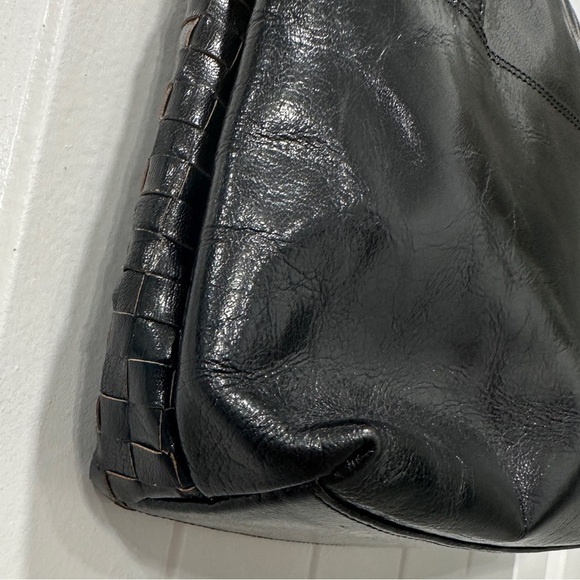 Vintage Pistore Italian Chic Black Woven Leather Shoulder Bag - Picture 7 of 13